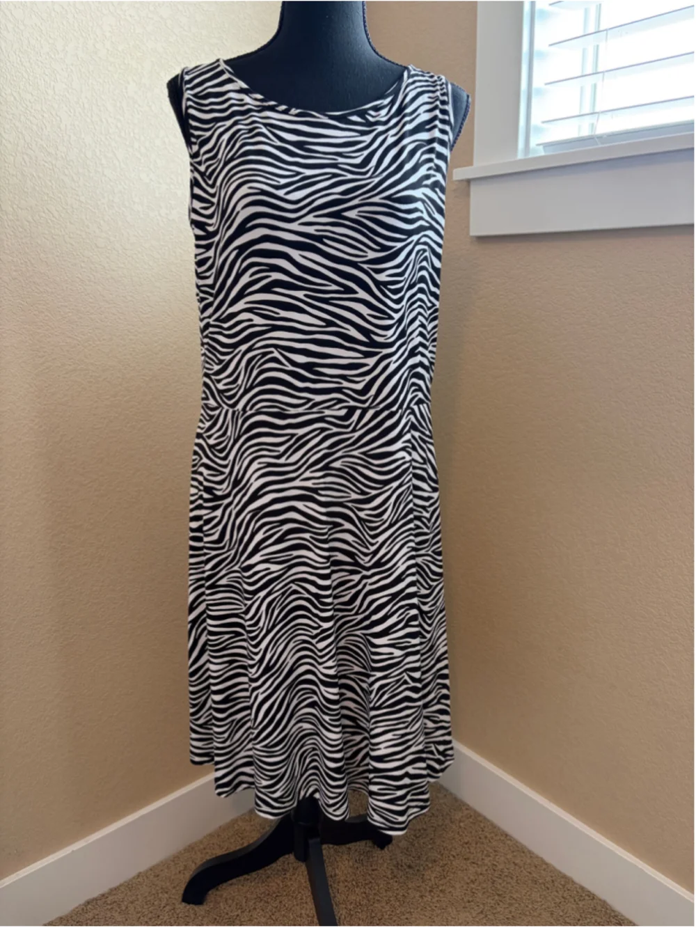 NWT Michael Kors Zebra Jersey Dress XL Animal Print Safari Fit Flare G6